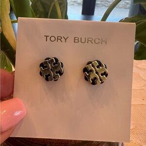 Tory Burch Black Flower Resin Earrings